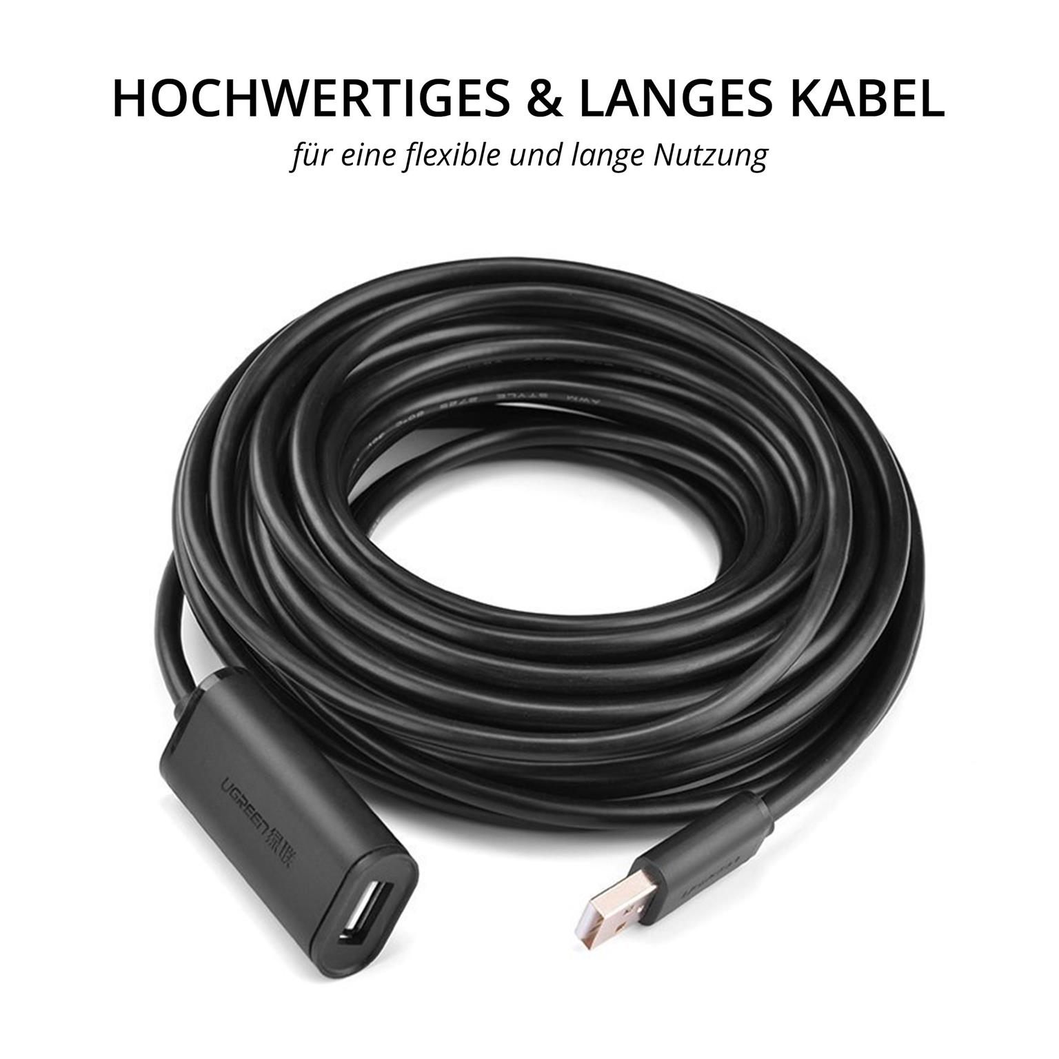 Ugreen US121 – USB 2.0 aktives Verlängerungskabel 10m, USB-A auf USB-A, 480 Mbps, Langlebiges Material – Weiteres Produktbild 4 Ugreen US121 – USB 2.0 aktives Verlängerungskabel 10m, USB-A auf USB-A, 480 Mbps, Langlebiges Material – Weiteres Produktbild 4