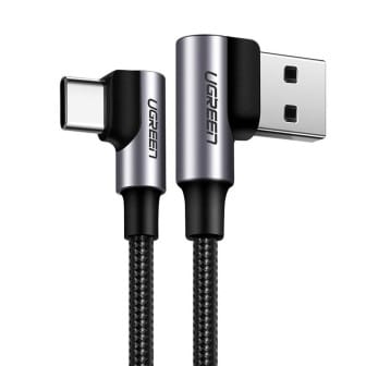 Ugreen Ladekabel – USB-A auf USB-C für Smartphones und anderes, 90 Grad Winkel beidseitig, 20W, 0,5 m – Grau Ugreen Ladekabel – USB-A auf USB-C für Smartphones und anderes, 90 Grad Winkel beidseitig, 20W, 0,5 m – Grau