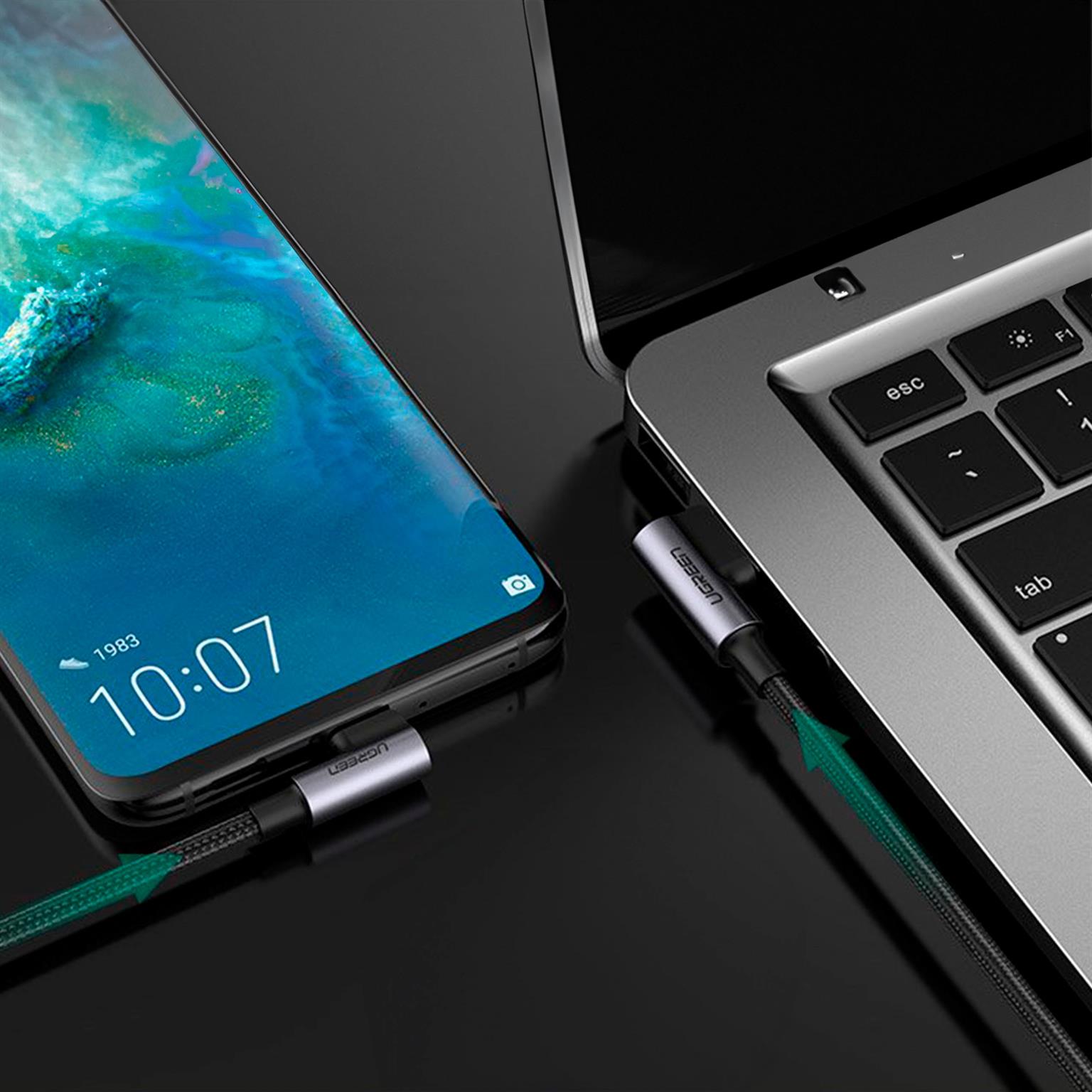 Ugreen Ladekabel – USB-A auf USB-C für Smartphones und anderes, 90 Grad Winkel beidseitig, 20W, 0,5 m – Weiteres Produktbild 2