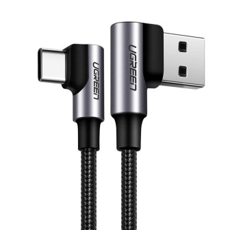 Ugreen Ladekabel – USB-A auf USB-C für Smartphones und anderes, 90 Grad Winkel beidseitig, 20W, 1,0 m – Grau