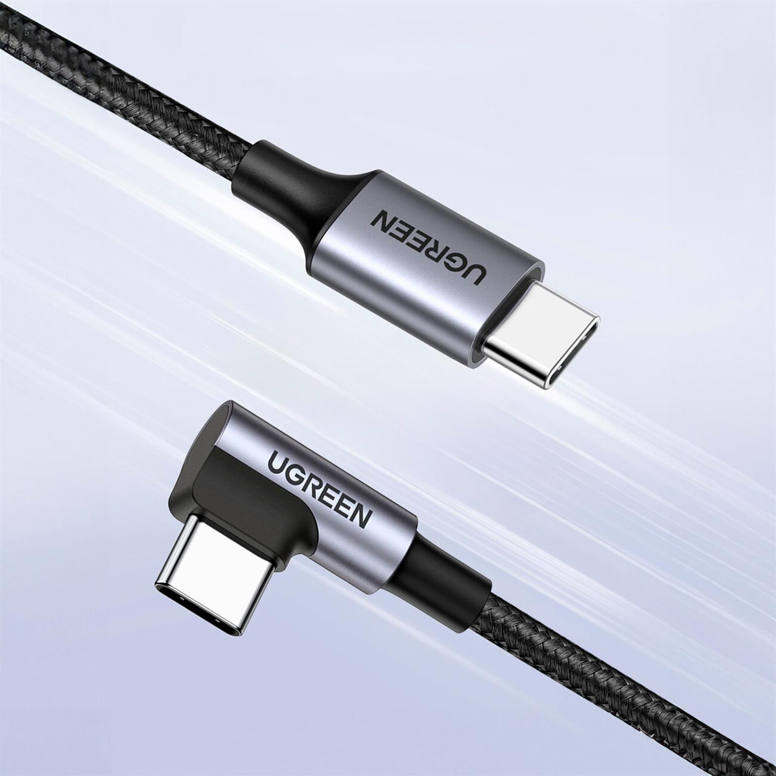 Ugreen Ladekabel – USB-C auf USB-C für Smartphones und anderes, 90 Grad Winkel einseitig, US255 Serie, 60W, 0,5 m – Weiteres Produktbild 1