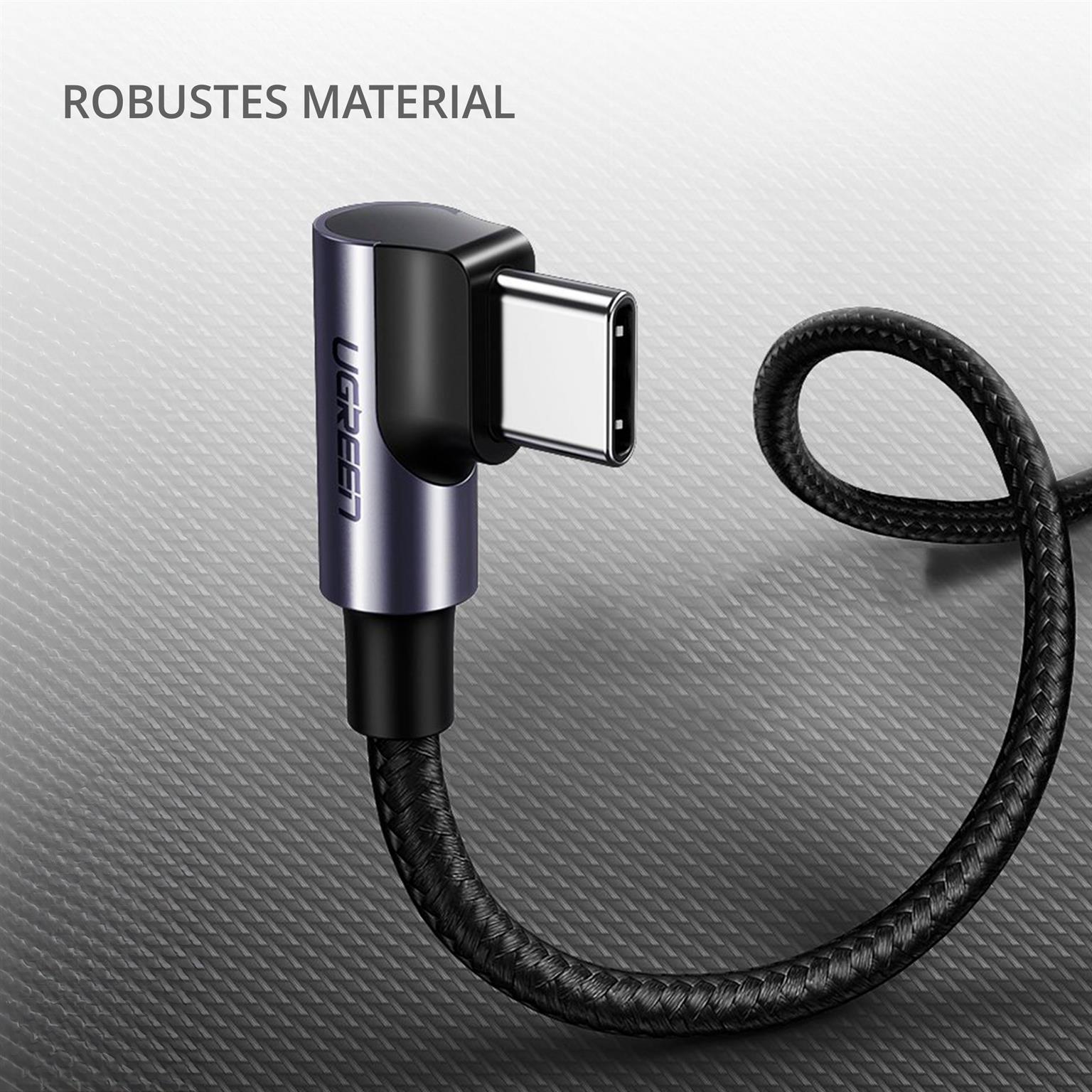 Ugreen Ladekabel – USB-C auf USB-C für Smartphones und anderes, 90 Grad Winkel einseitig, US255 Serie, 60W, 0,5 m – Weiteres Produktbild 4