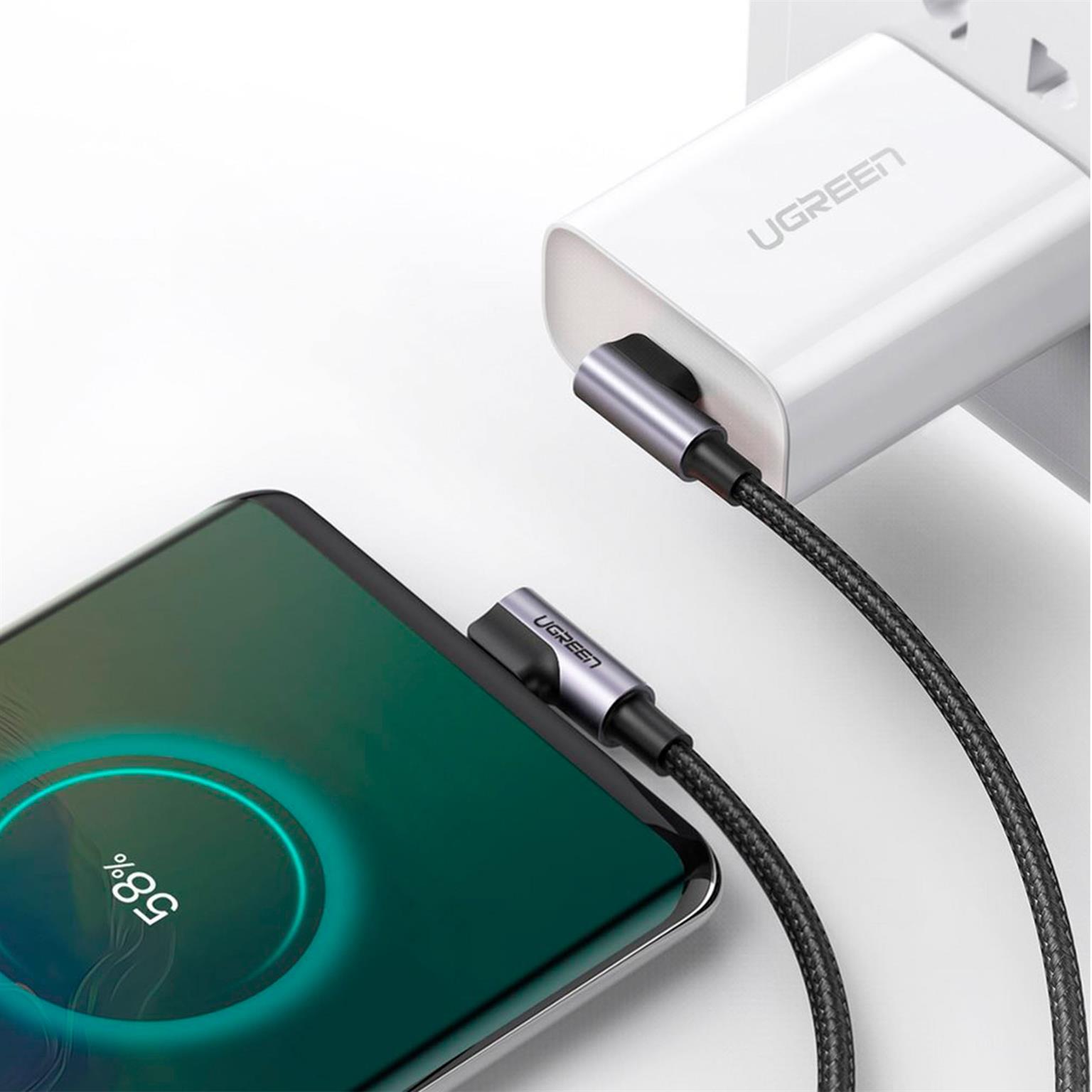 Ugreen Ladekabel – USB-C auf USB-C für Smartphones und anderes, 90 Grad Winkel beidseitig, 60W, 2 m – Weiteres Produktbild 1