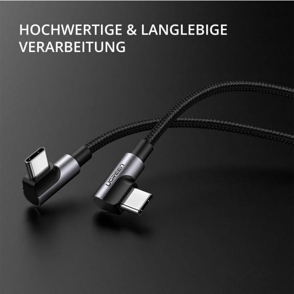Ugreen Ladekabel – USB-C auf USB-C für Smartphones und anderes, 90 Grad Winkel beidseitig, 60W, 2 m – Weiteres Produktbild 3 Ugreen Ladekabel – USB-C auf USB-C für Smartphones und anderes, 90 Grad Winkel beidseitig, 60W, 2 m – Weiteres Produktbild 3