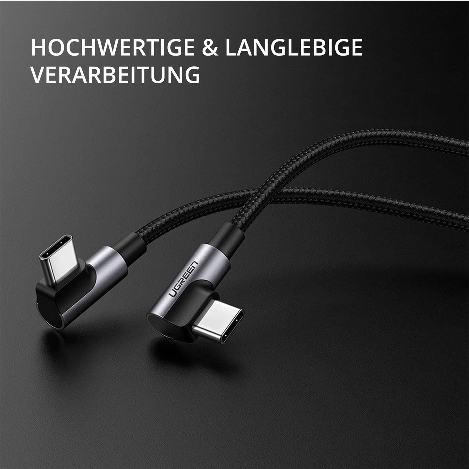 Ugreen Ladekabel – USB-C auf USB-C für Smartphones und anderes, 90 Grad Winkel beidseitig, 60W, 2 m – Weiteres Produktbild 3 Ugreen Ladekabel – USB-C auf USB-C für Smartphones und anderes, 90 Grad Winkel beidseitig, 60W, 2 m – Weiteres Produktbild 3