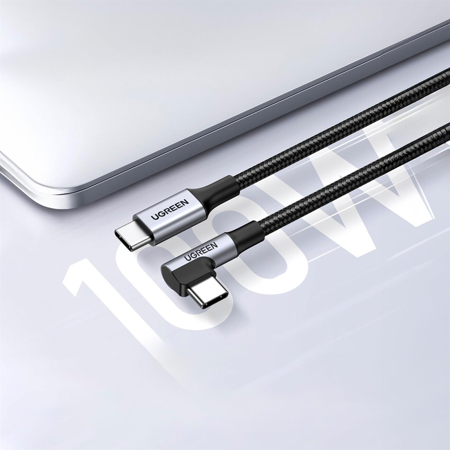 Ugreen Ladekabel – USB-C auf USB-C für Smartphones und anderes, 90 Grad Winkel einseitig, 100W, 2 m – Weiteres Produktbild 1