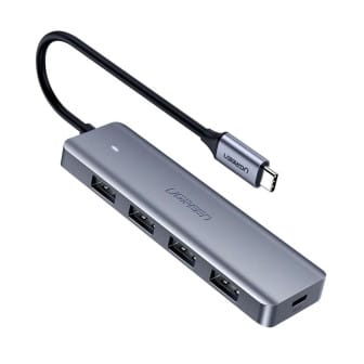 Ugreen USB-Hub – 4x USB-A 3.2 Ports, für Tablets und andere Geräte, Micro-USB Stromanschluss, USB-C Stecker – Grau Ugreen USB-Hub – 4x USB-A 3.2 Ports, für Tablets und andere Geräte, Micro-USB Stromanschluss, USB-C Stecker – Grau