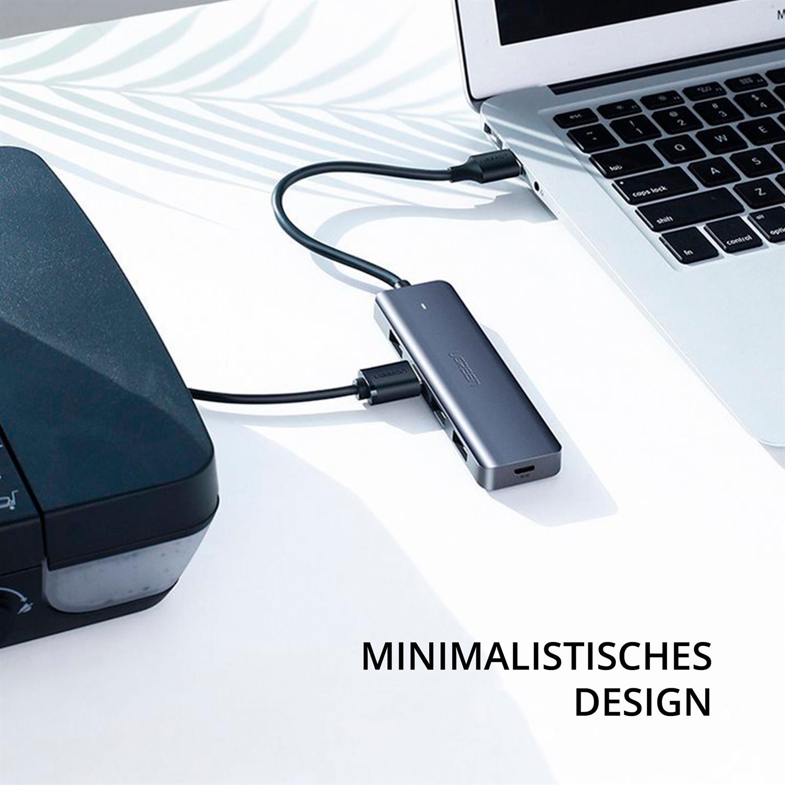 Ugreen USB-Hub – 4x USB-A 3.2 Ports, für Tablets und andere Geräte, Micro-USB Stromanschluss, USB-C Stecker – Weiteres Produktbild 3