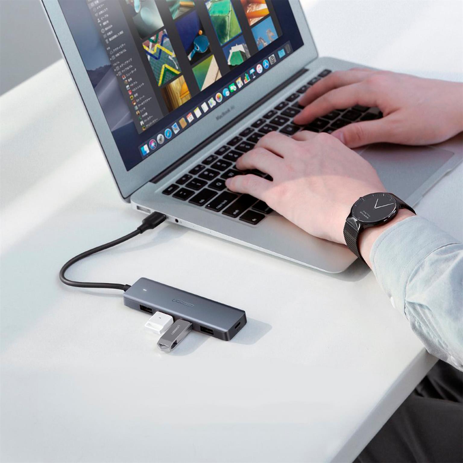 Ugreen USB-Hub – 4x USB-A 3.2 Ports, für Tablets und andere Geräte, Micro-USB Stromanschluss, USB-C Stecker – Weiteres Produktbild 6