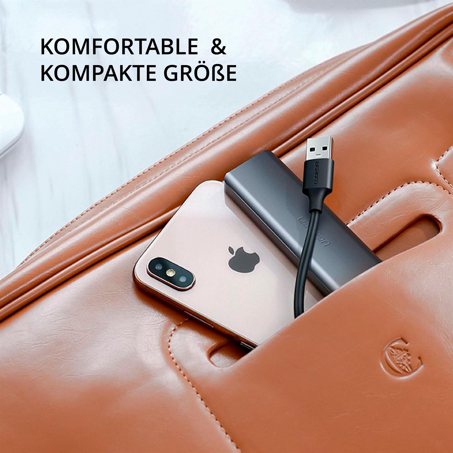 Ugreen USB-Hub – 4x USB-A 3.2 Ports, für Smartphones und andere Geräte, Micro-USB Stromanschluss, USB-A Stecker – Weiteres Produktbild 4 Ugreen USB-Hub – 4x USB-A 3.2 Ports, für Smartphones und andere Geräte, Micro-USB Stromanschluss, USB-A Stecker – Weiteres Produktbild 4