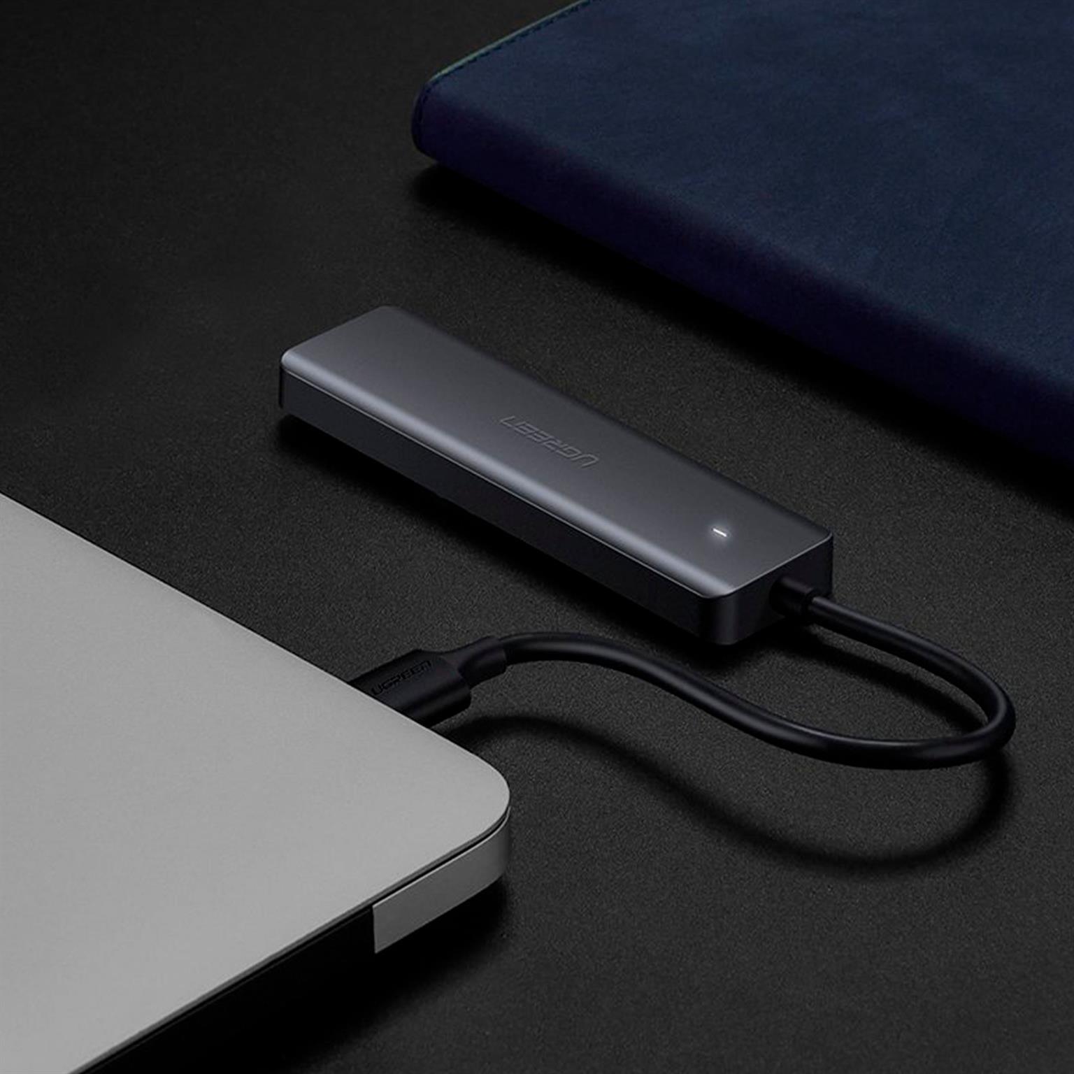 Ugreen USB-Hub  –  4x USB-A 3.2 Ports, für Smartphones und andere Geräte, Micro-USB Stromanschluss, USB-A Stecker – Weiteres Produktbild 7