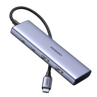 Ugreen Multifunktions-USB-Hub – USB-C für Smartphones und andere Geräte, 2x USB-C und 2x USB-A – Grau Ugreen Multifunktions-USB-Hub – USB-C für Smartphones und andere Geräte, 2x USB-C und 2x USB-A – Grau