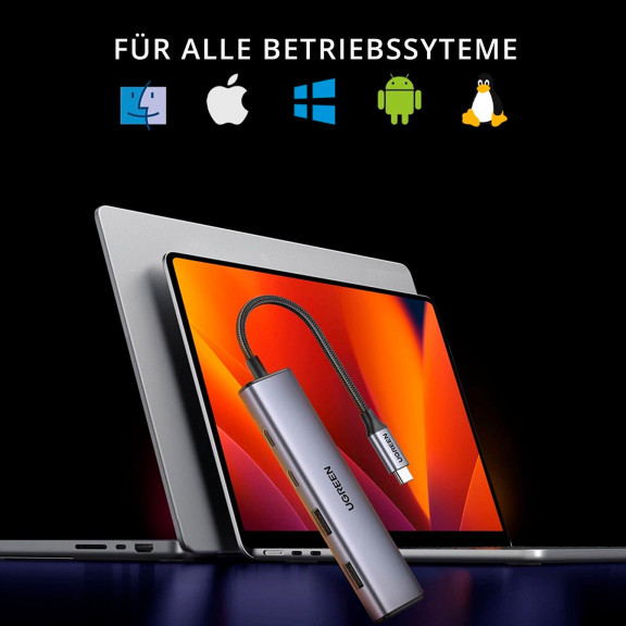Ugreen Multifunktions-USB-Hub – USB-C für Smartphones und andere Geräte, 2x USB-C und 2x USB-A – Weiteres Produktbild 4