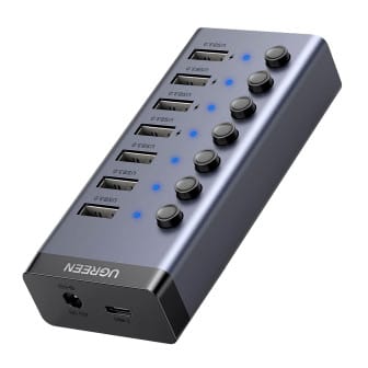 Ugreen USB-Hub CM481 – USB-Hub Mehrfachstecker, 7 Ports USB 3.0 mit 12V Adapter und Netzteil – Grau / Schwarz Ugreen USB-Hub CM481 – USB-Hub Mehrfachstecker, 7 Ports USB 3.0 mit 12V Adapter und Netzteil – Grau / Schwarz