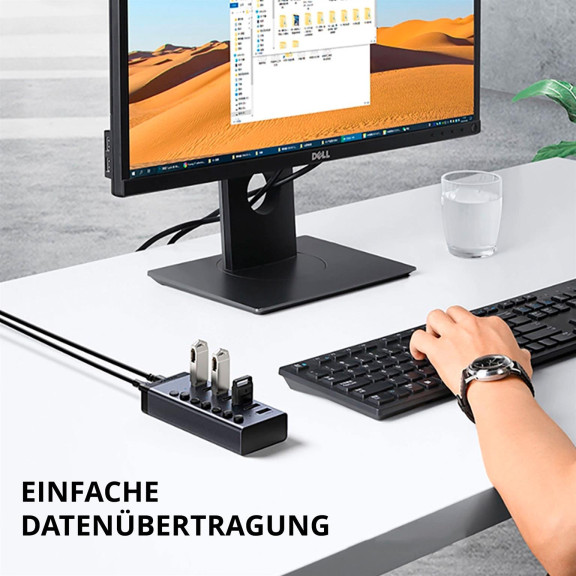 Ugreen USB-Hub CM481 – USB-Hub Mehrfachstecker, 7 Ports USB 3.0 mit 12V Adapter und Netzteil – Weiteres Produktbild 2