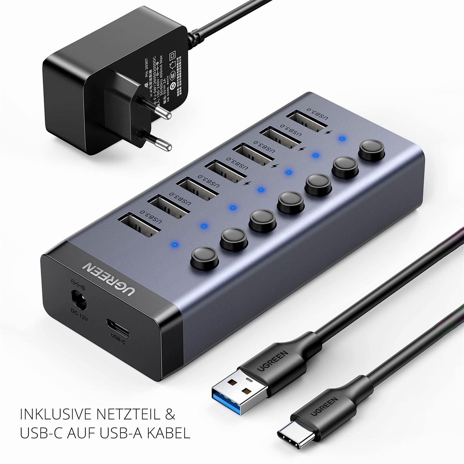 Ugreen USB-Hub CM481 – USB-Hub Mehrfachstecker, 7 Ports USB 3.0 mit 12V Adapter und Netzteil – Weiteres Produktbild 4 Ugreen USB-Hub CM481 – USB-Hub Mehrfachstecker, 7 Ports USB 3.0 mit 12V Adapter und Netzteil – Weiteres Produktbild 4