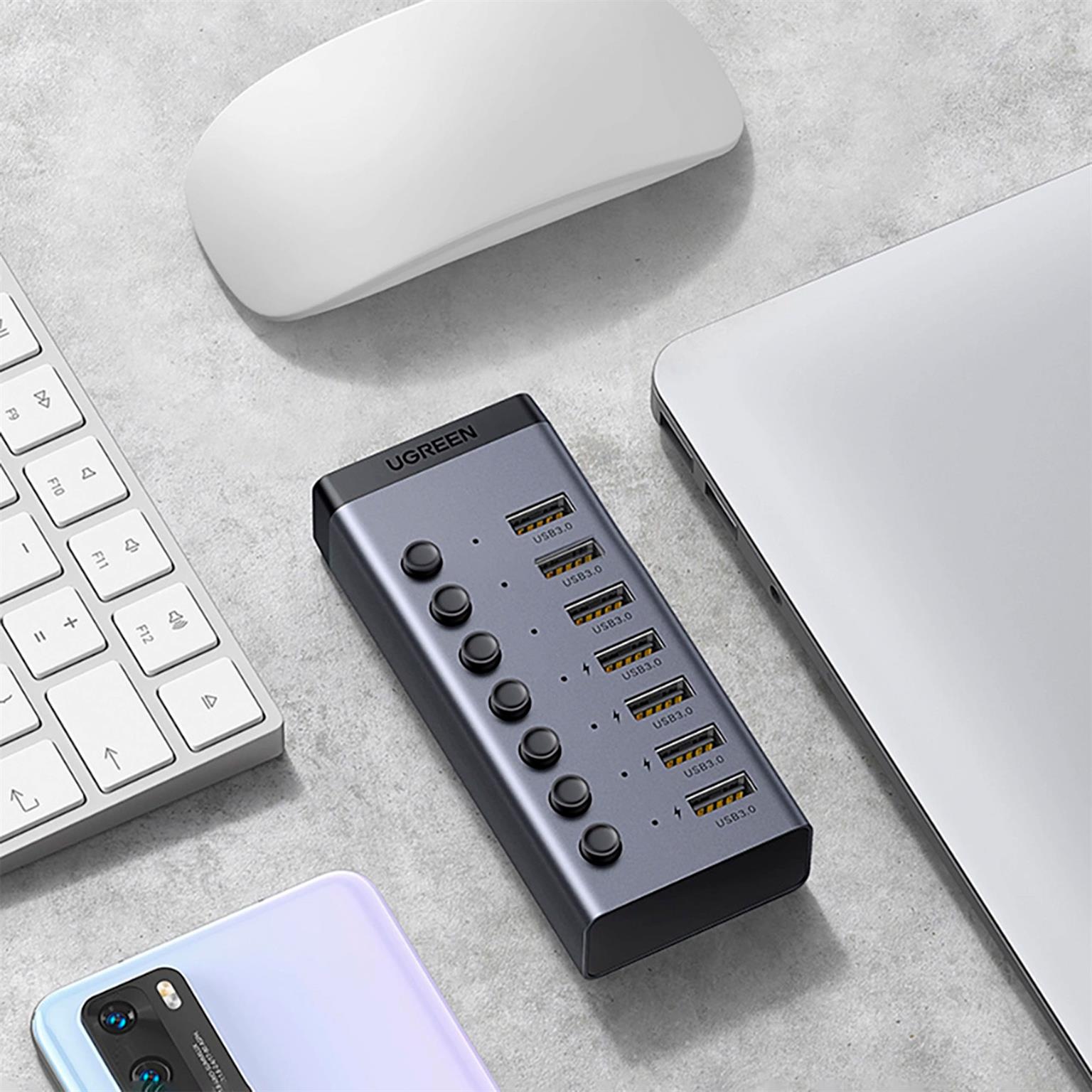 Ugreen USB-Hub CM481 – USB-Hub Mehrfachstecker, 7 Ports USB 3.0 mit 12V Adapter und Netzteil – Weiteres Produktbild 7 Ugreen USB-Hub CM481 – USB-Hub Mehrfachstecker, 7 Ports USB 3.0 mit 12V Adapter und Netzteil – Weiteres Produktbild 7
