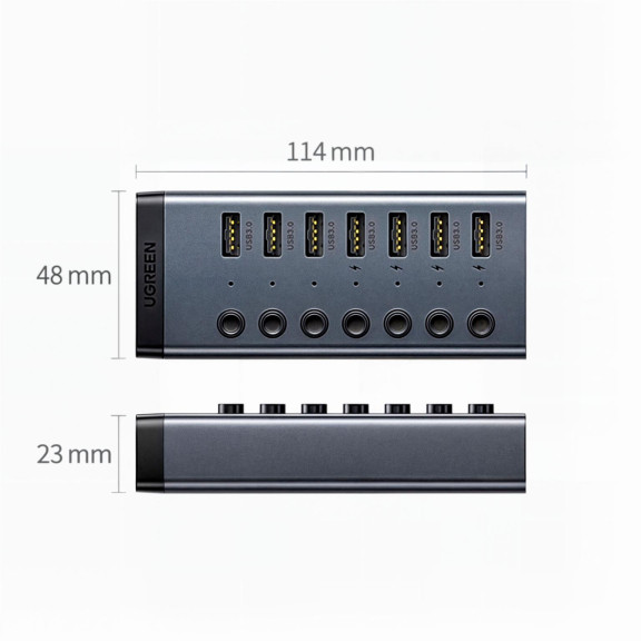 Ugreen USB-Hub CM481 – USB-Hub Mehrfachstecker, 7 Ports USB 3.0 mit 12V Adapter und Netzteil – Weiteres Produktbild 8