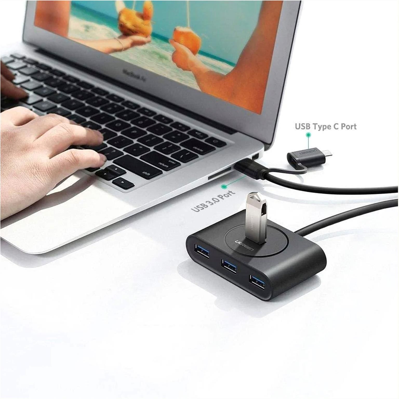 Ugreen USB-Hub CR113 – USB-C und USB-A auf 4x USB-A 3.0, 1 Meter Kabel, Hochgeschwindigkeits-Verbindung – Weiteres Produktbild 3 Ugreen USB-Hub CR113 – USB-C und USB-A auf 4x USB-A 3.0, 1 Meter Kabel, Hochgeschwindigkeits-Verbindung – Weiteres Produktbild 3