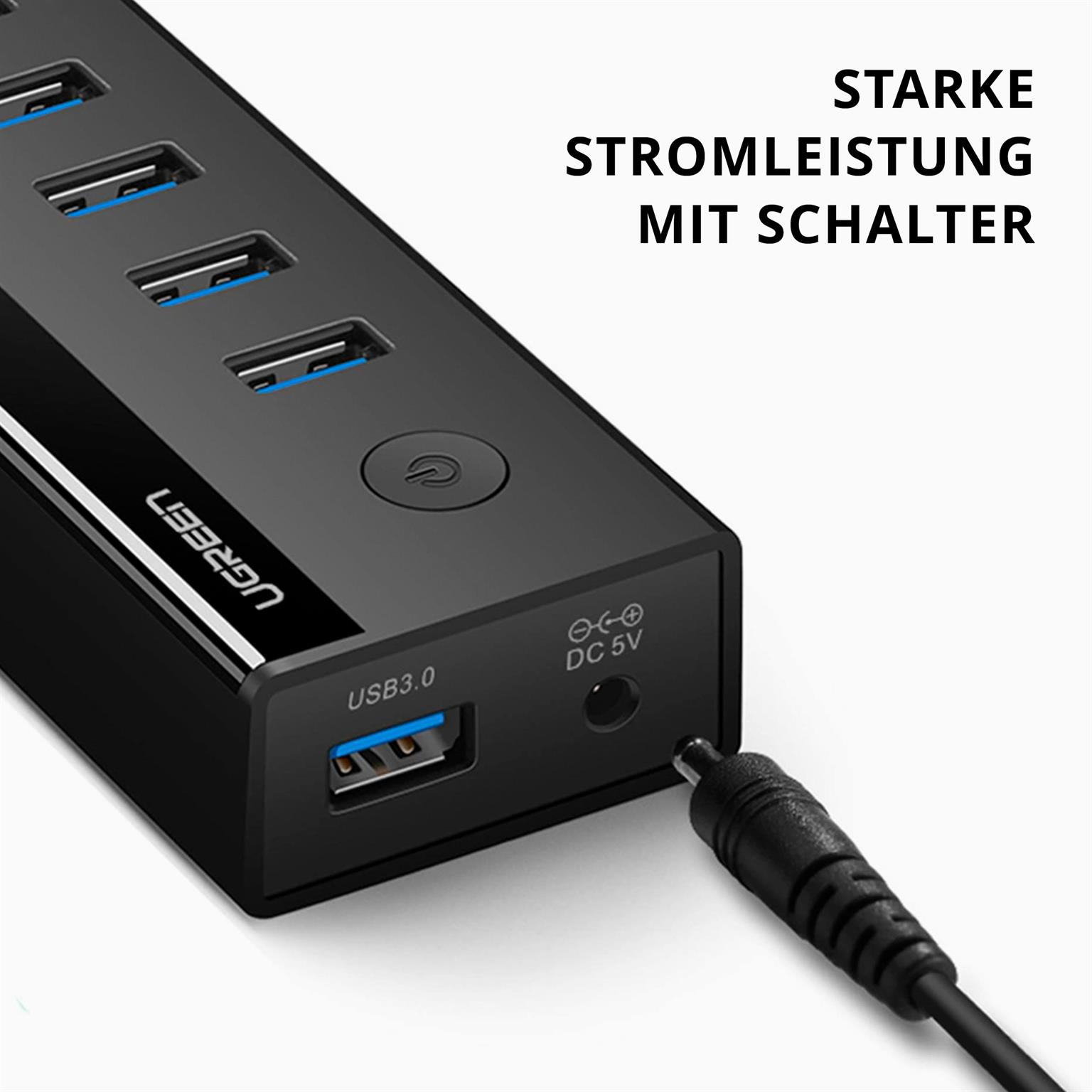 Ugreen USB-Hub US219 – USB-A auf USB-A Hub, 7 Ports, USB 3.0 Hub mit Netzteil, 1 Meter Kabel, Plug-and-Play – Weiteres Produktbild 3