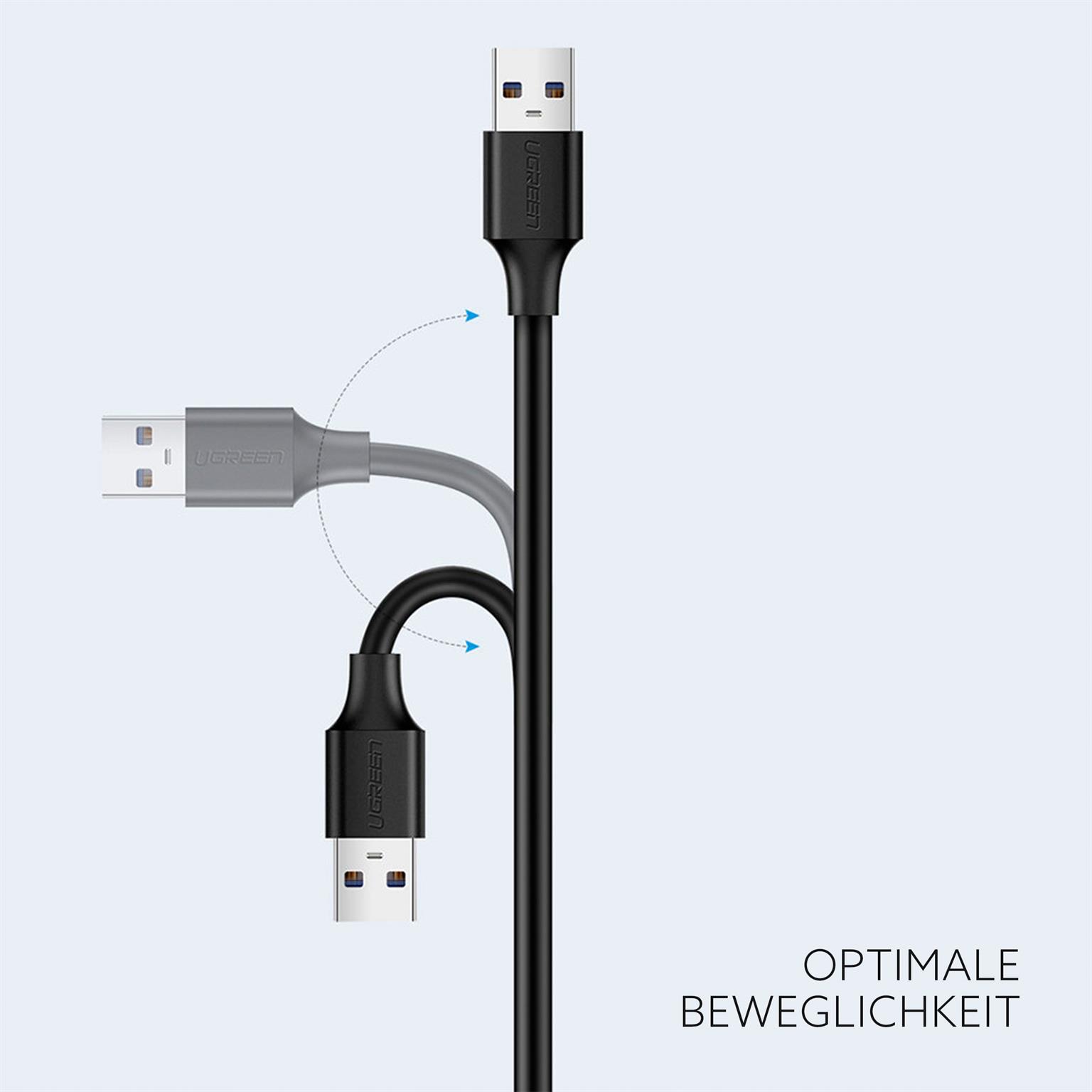 Ugreen Verlängerungskabel – USB-A (w.) auf USB-A (m.) für Smartphones und andere Geräte, 480 Mb/s, Länge 0,5 m – Weiteres Produktbild 4