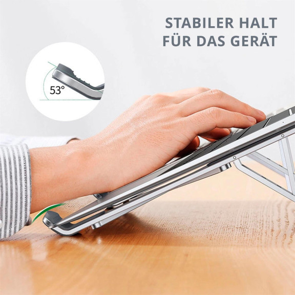 Ugreen Verstellbarer Laptop-Ständer – Faltbarer Aluminiumständer, höhenverstellbarer Laptopständer für unterwegs – Weiteres Produktbild 7
