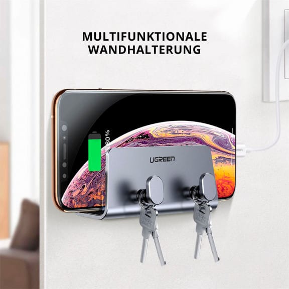 Ugreen Wandhalterung – Wandhalterung mit Doppelhaken, Metall Wandhalterung für Tablets und Smartphones – Weiteres Produktbild 2 Ugreen Wandhalterung – Wandhalterung mit Doppelhaken, Metall Wandhalterung für Tablets und Smartphones – Weiteres Produktbild 2