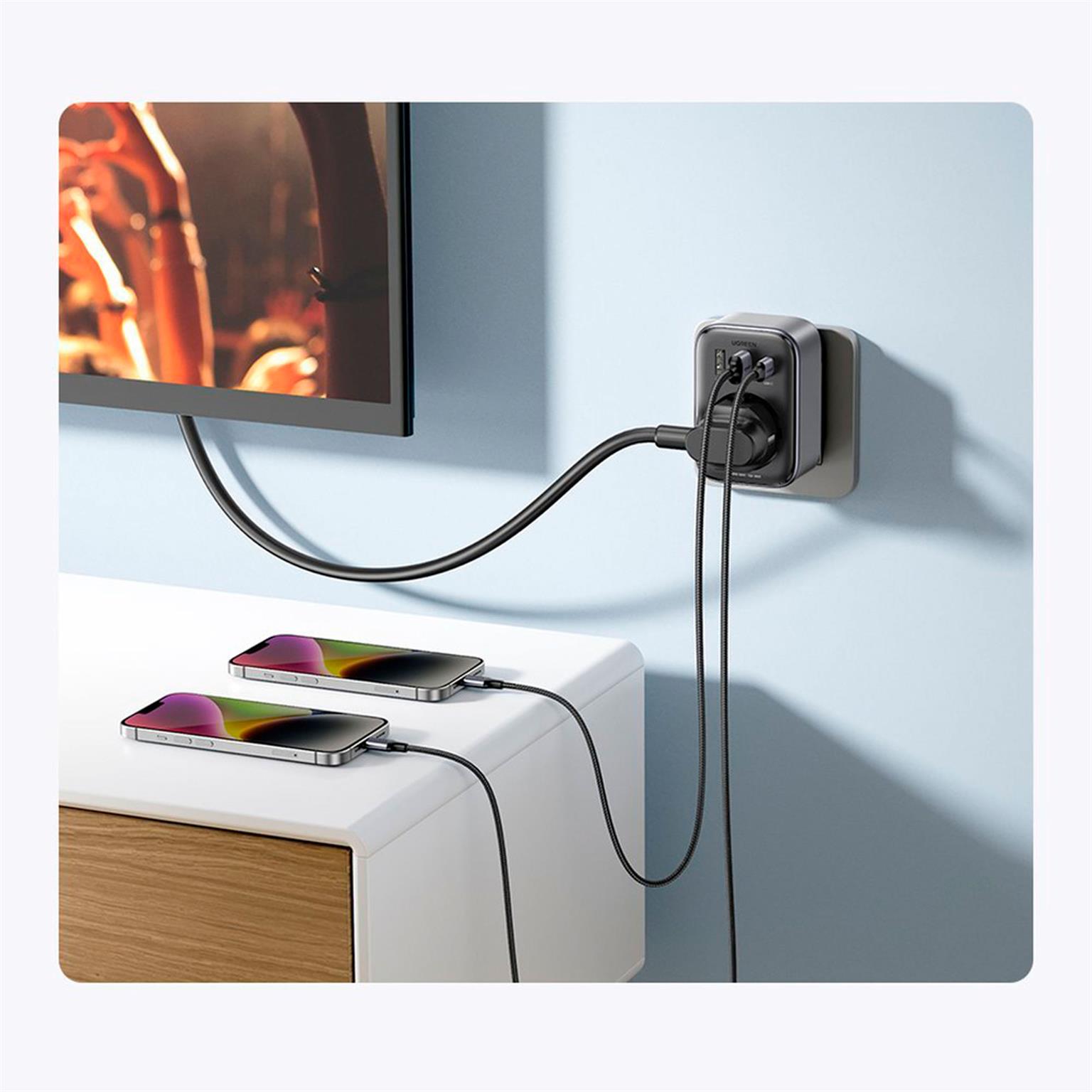 Ugreen Wandladegerät 2x USB / USB-C 30W EU-EU 13A CD314 – USB C Netzteil mit 2xUSB, Steckdosenadapter USB – Weiteres Produktbild 2