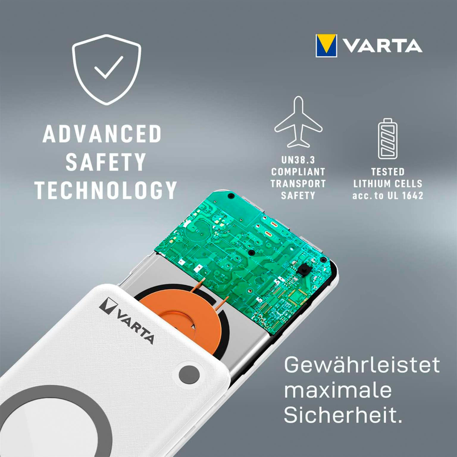 VARTA Powerbank – 2x USB-A + 1x USB-C bidirektional für Smartphones und andere Geräte, mit Qi-Charging, 10000 mAh – Weiteres Produktbild 4