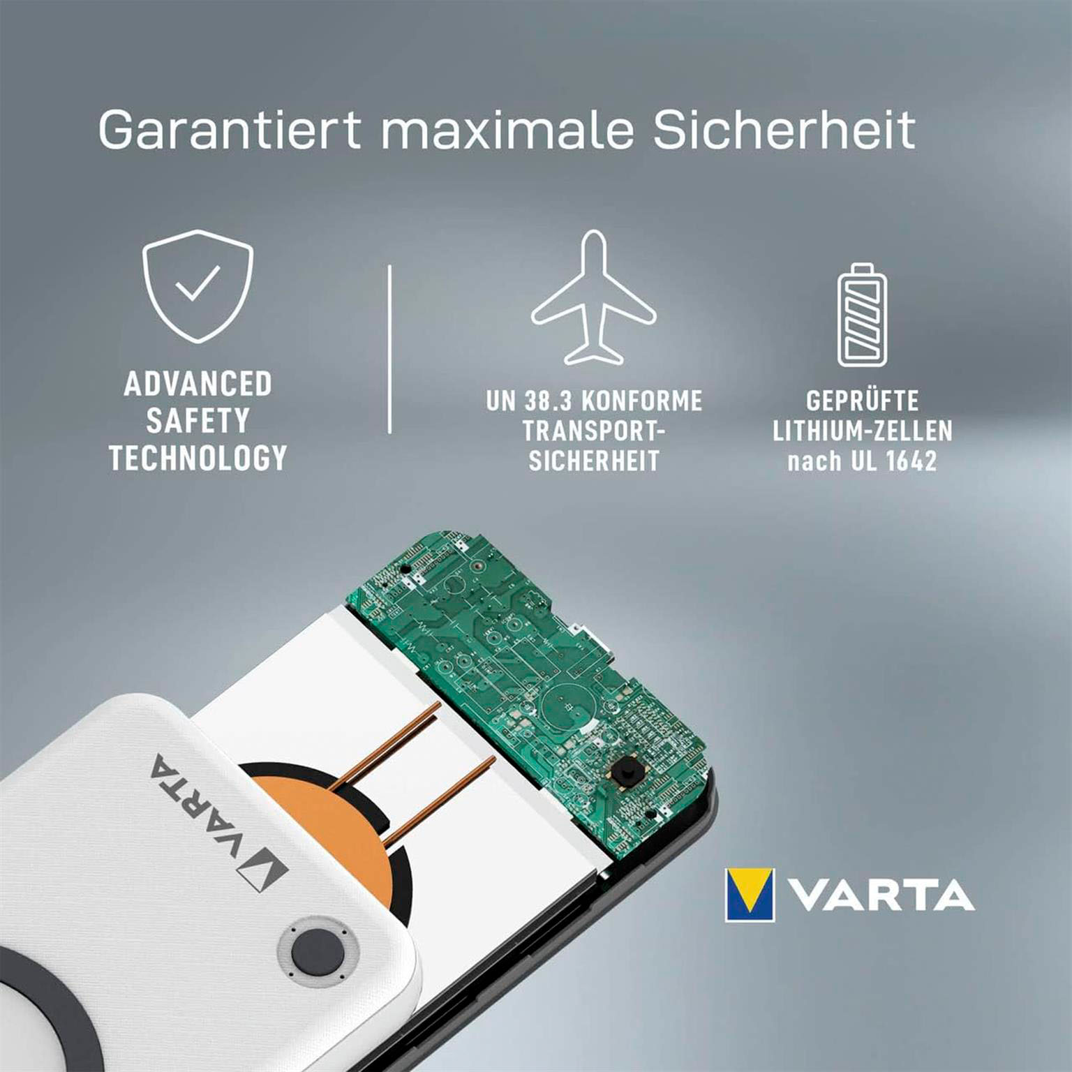 VARTA Powerbank – 2x USB-A + 1x USB-C bidirektional für Smartphones und andere Geräte, mit Qi-Charging, 15000 mAh – Weiteres Produktbild 4