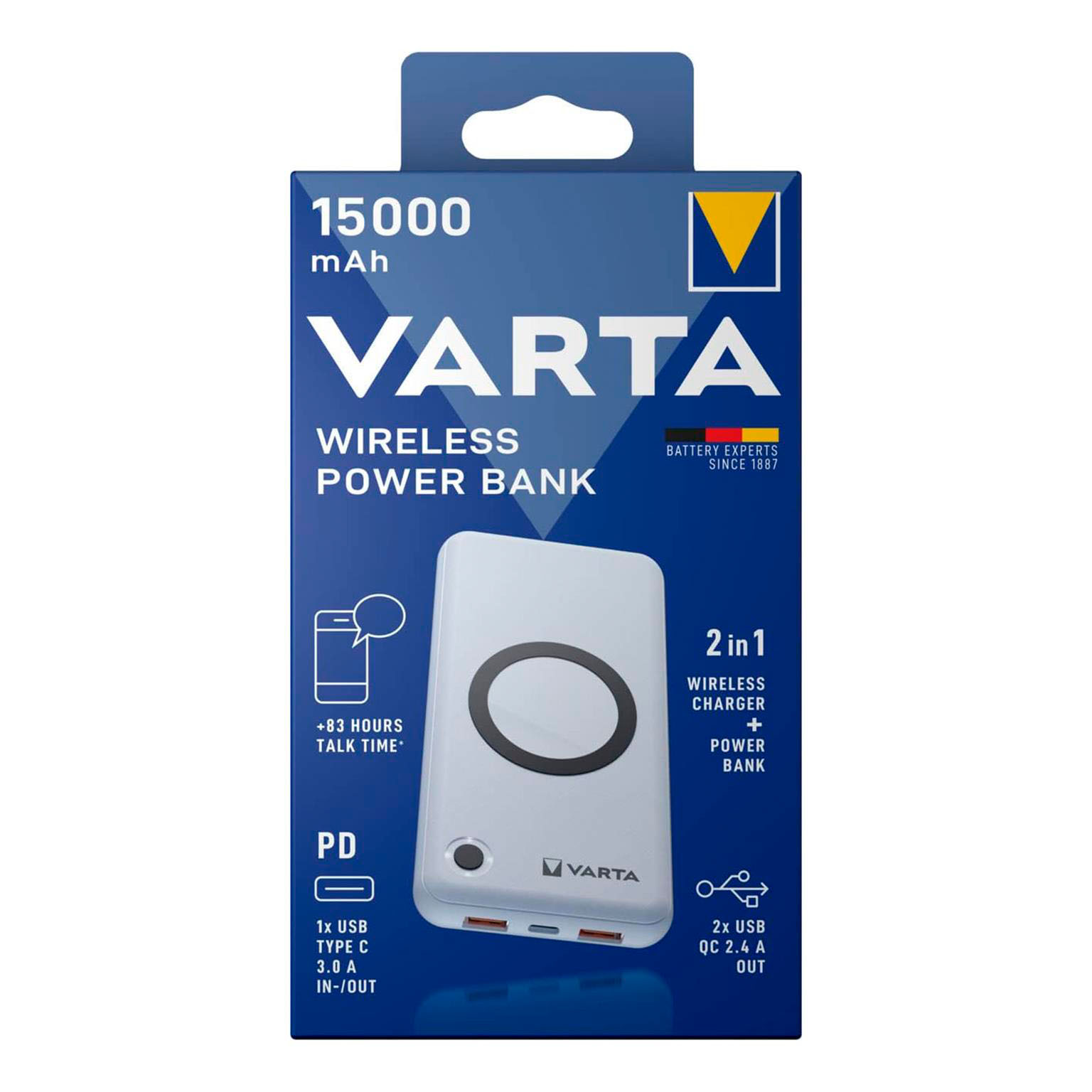VARTA Powerbank – 2x USB-A + 1x USB-C bidirektional für Smartphones und andere Geräte, mit Qi-Charging, 15000 mAh – Weiteres Produktbild 8