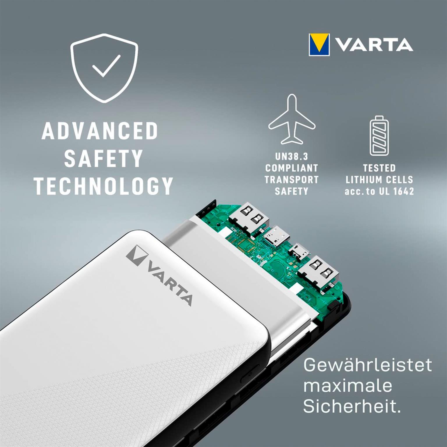 VARTA Powerbank – 2x USB-A + 1x USB-C bidirektional für Smartphones und andere Geräte – Energy Serie, 20000 mAh – Weiteres Produktbild 6