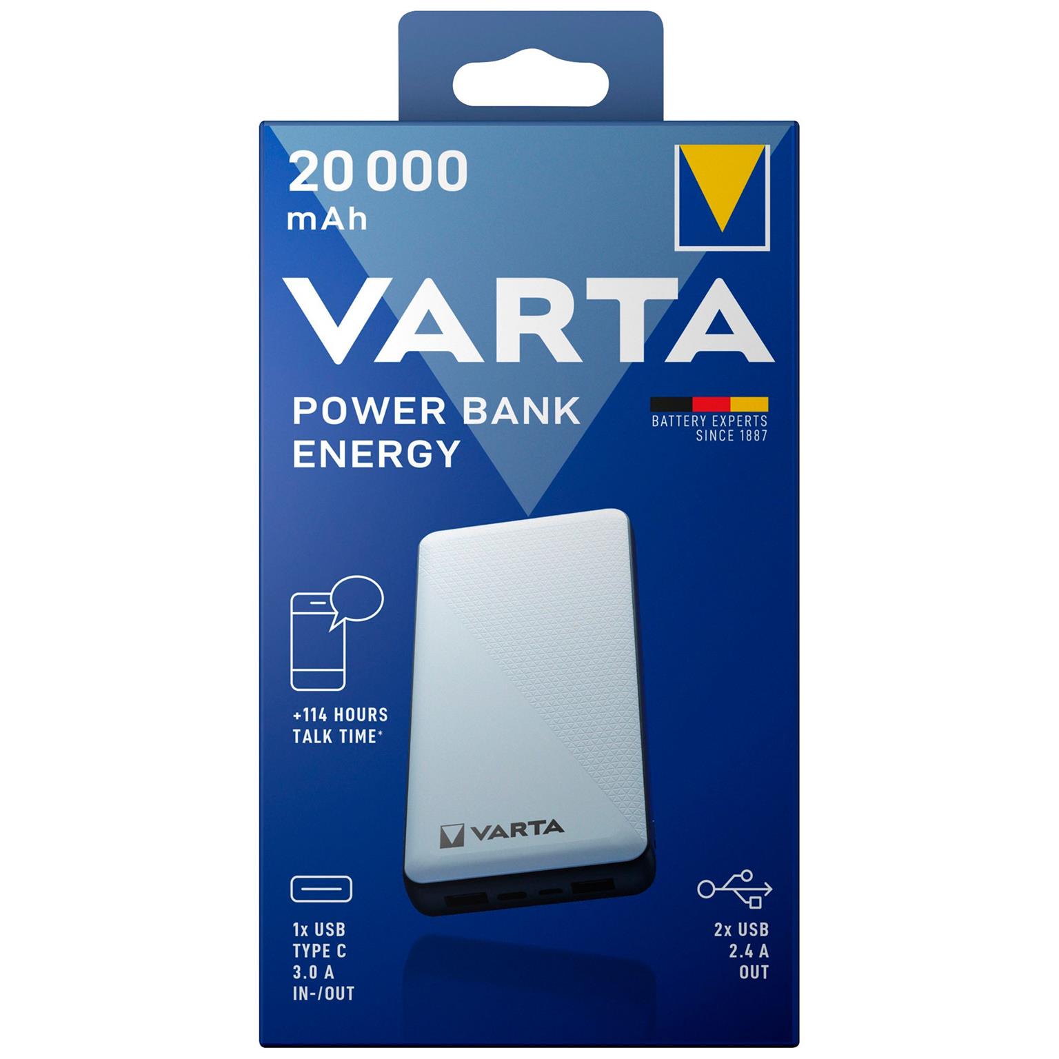 VARTA Powerbank – 2x USB-A + 1x USB-C bidirektional für Smartphones und andere Geräte – Energy Serie, 20000 mAh – Weiteres Produktbild 8