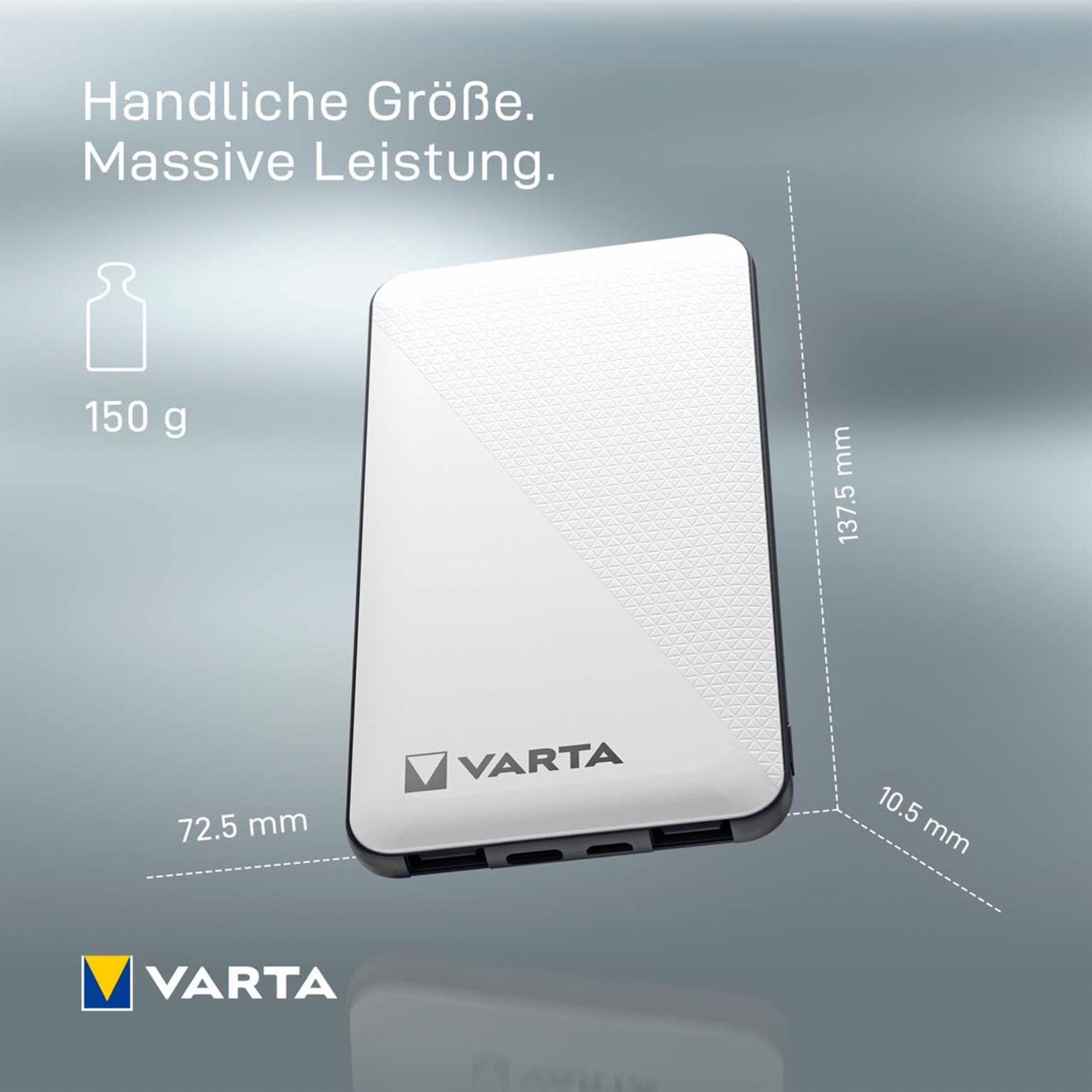 VARTA Powerbank – 2x USB-A + 1x USB-C bidirektional für Smartphones und andere Geräte – Energy Serie, 5000 mAh – Weiteres Produktbild 4