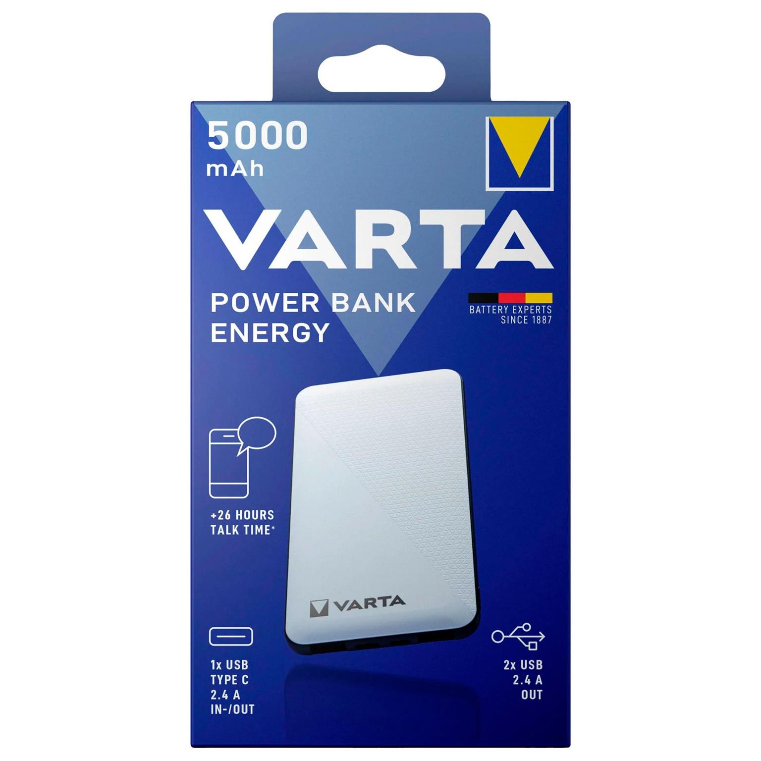 VARTA Powerbank – 2x USB-A + 1x USB-C bidirektional für Smartphones und andere Geräte – Energy Serie, 5000 mAh – Weiteres Produktbild 8