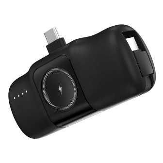 Wozinsky Mini Powerbank 5000 mAh – kompakte Powerbank mit USB-C Kabel, 15W Ladeleistung, Lightning Anschluss – Schwarz