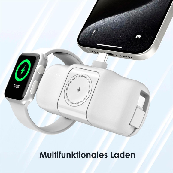 Wozinsky Mini Powerbank 5000 mAh – kompakte Powerbank mit USB-C Kabel, 15W Ladeleistung, Lightning Anschluss – Weiteres Produktbild 2
