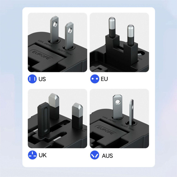 Wozinsky Reiseadapter Universal 24W EU US UK AUS – Reiseadapter weltweit mit USB für internationale Steckdosen – Weiteres Produktbild 8