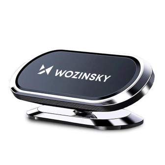 WOZINSKY WMH-06 – Selbstklebende magnetische 360 Grad Auto-Halterung für Armaturenbrett silber – Silber