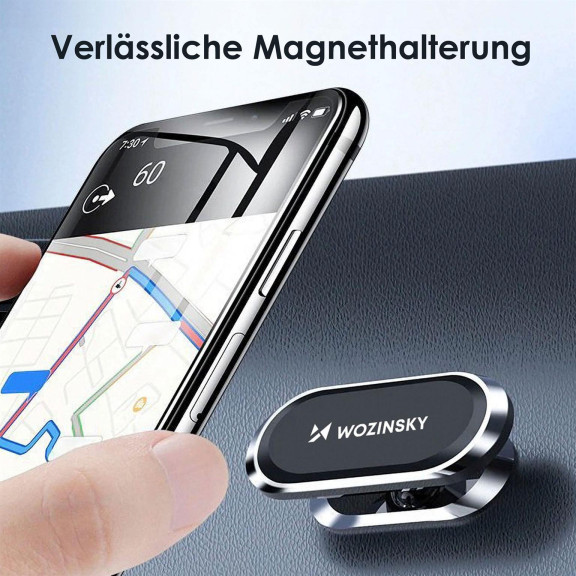 WOZINSKY WMH-06 – Selbstklebende magnetische 360 Grad Auto-Halterung für Armaturenbrett silber – Weiteres Produktbild 2
