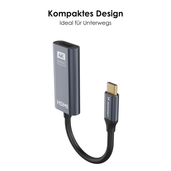 Wozinsky USB-C auf HDMI Adapter 4K 60Hz schwarz – HDMI Adapter für Monitor und Ultra HD Bildschirmübertragung – Weiteres Produktbild 7
