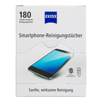 Zeiss Smartphone Reinigungstücher – alkoholfreie Display Pflege für Smartphones und andere Geräte, 180 Stück – Weiß