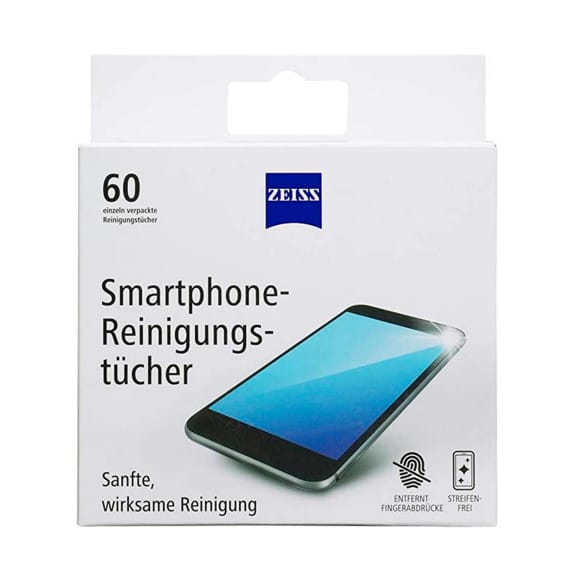 ZEISS Smartphone-Reinigungstücher Alkoholfrei – 60 Stück Packung – Weiteres Produktbild 1 ZEISS Smartphone-Reinigungstücher Alkoholfrei – 60 Stück Packung – Weiteres Produktbild 1