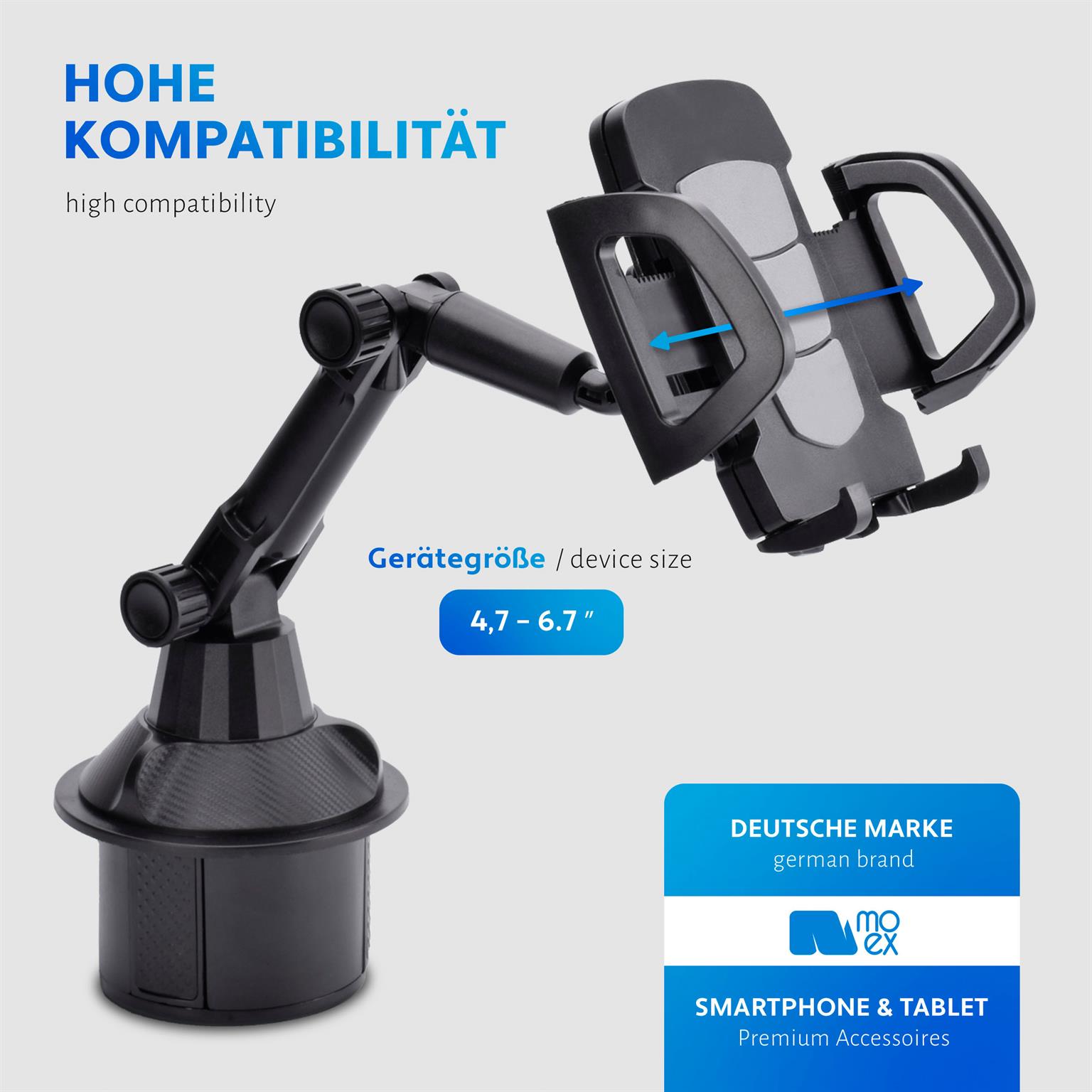 moex Auto-Handyhalterung für den Getränkehalter universal – CupGrip – Weiteres Produktbild 2