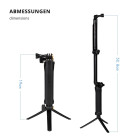 moex Flexshot – Selfie Stick mit Stativ, Kamera Einbeinstativ für GoPro mit rutschfestem Griff – Produktbild 3