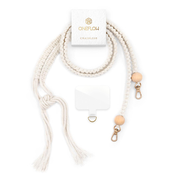 ONEFLOW Universal Handykette Boho Holz Perlen – CHAINLESS Makramee Braid – Weiteres Produktbild 1