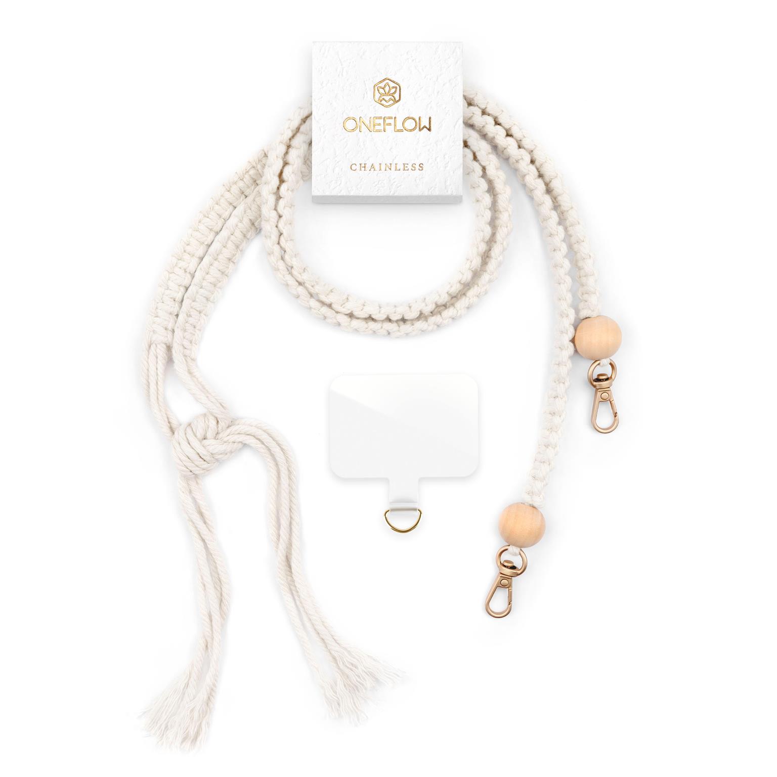 ONEFLOW Universal Handykette Boho Holz Perlen – CHAINLESS Makramee Braid – undefined