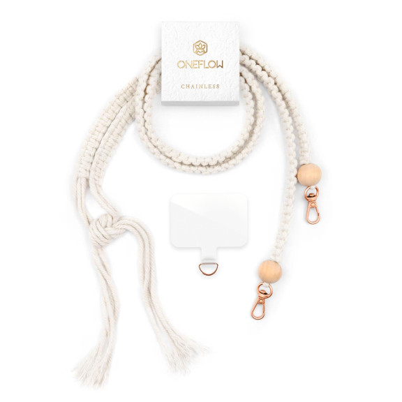 ONEFLOW Universal Handykette Boho Holz Perlen – CHAINLESS Makramee Braid – Weiteres Produktbild 1