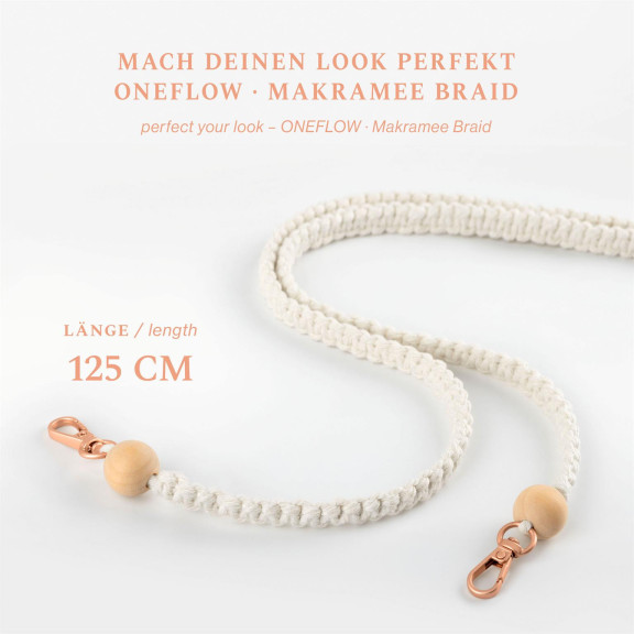 ONEFLOW Universal Handykette Boho Holz Perlen – CHAINLESS Makramee Braid – Weiteres Produktbild 2