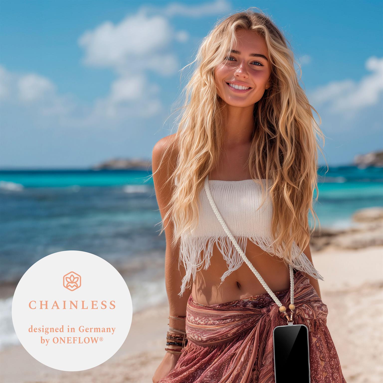 ONEFLOW Universal Handykette Boho Holz Perlen – CHAINLESS Makramee Braid – Weiteres Produktbild 3 ONEFLOW Universal Handykette Boho Holz Perlen – CHAINLESS Makramee Braid – Weiteres Produktbild 3